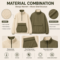 Veste Sherpa réversible personnalisée pour homme, double face, fermeture éclair intégrale, couleur unie, pour l'extérieur, hiver, décontractée, usage quotidien, manteau polaire à marque privée
