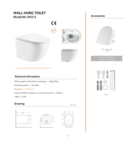Série W03 – Ensemble WC suspendu moderne en céramique blanche avec bidet intégré et double chasse d'eau pour femmes