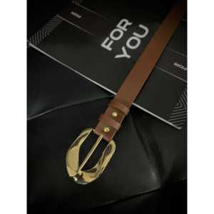 Cinturón Asimétrico para Mujer Fiori con Hebilla Dorada, Cinturón Casual de Cuero PU con Hebilla de Aleación, Talla Estándar - Product Image 3