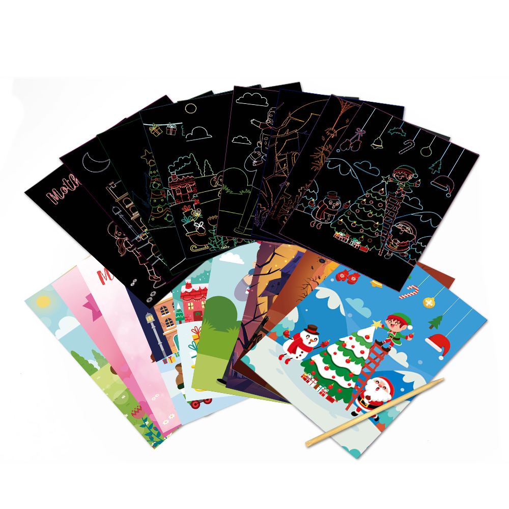 Набор для рисования царапин для детей, радужная Волшебная бумага для рисования, художественное ремесло для мальчиков и девочек, рисование царапин