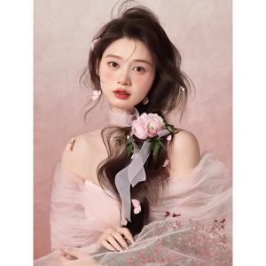 Pink Dreamy Tulle Ball Gown Wedding Dress Sweetheart Neckline Empire Waistline For Photography Studios - Product Image 5