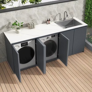 <span class=keywords><strong>Mueble</strong></span> <span class=keywords><strong>de</strong></span> Lavandería Integrado <span class=keywords><strong>de</strong></span> Aluminio <span class=keywords><strong>para</strong></span> Exteriores, Resistente al Sol, con <span class=keywords><strong>Lavadora</strong></span>, Fregadero <span class=keywords><strong>y</strong></span> <span class=keywords><strong>Lavabo</strong></span> - Product Image 3