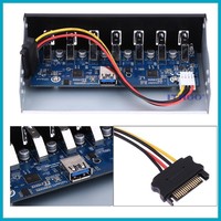 Nuevo Hub USB 3.0 de 7 Puertos con Panel para Unidad Óptica de 525 Pulgadas con Conversión de 19 Pines y Chip de Doble Núcleo