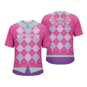 Camiseta sin mangas rosa con estampado argyle, cuello falso, estilo preppy, para golf, academia, disfraz, top, estética pastel, unisex, para fiestas - Product Image 2