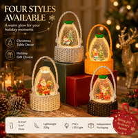 Lanterne en cristal portable de Noël, lumière de nuit LED en forme de flocon de neige, décoration de table pour les fêtes, lumière chaude, alimentée par piles, cadeau