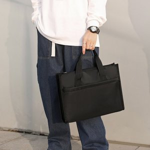 Sac pour ordinateur portable en toile imperméable, sacoche d'affaires, grande capacité, bandoulière verticale, nouvelle mode, sac pour ordinateur portable écologique pour hommes - Product Image 3