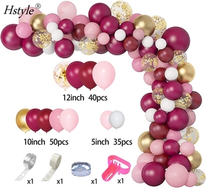 Kit de balões cor de rosa borgonha, balões para decoração de chá de bebê, aniversário, festa de casamento, 4 ferramentas, set979, <span class=keywords><strong>129</strong></span> peças - Product Image 2