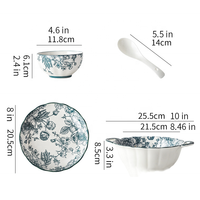 Ensemble cadeau chaud sous vitrage nouvellement conçu cuisine soupe de riz servant des bols de fleurs en céramique ensemble maison et cuisine