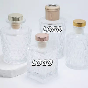 Wholesale Transparent Square Glass for <b>Reed</b> <b>Diffuser</b> <b>Bottle</b> 40ml 90ml 190ml Easy Open End Seal Custom Engraving for Essential Oi - Product Image 1