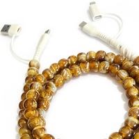 Kabel Data 4 in 1 Tiger Eye Beaded Tipe C Pengisi Daya Ponsel Pengisian Cepat