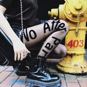 <span class=keywords><strong>Medias</strong></span> de Mujer Transparentes e <span class=keywords><strong>Irrompibles</strong></span> con Estampado Personalizado de Verano, Pantimedias con Letras - Product Image 4