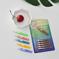 Coloré pas cher orthodontique brosse interdentaire cure-dents fil d'acier inoxydable poignée push-pull fabricant dentaire nettoyage en profondeur
