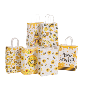 Sac cadeau DAMAI Bee pour la rentrée scolaire et les anniversaires avec poignée, sacs en papier kraft imperméables pour friandises de fête, emballages de cadeaux - Product Image 1