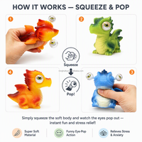 Jouet anti-stress Dinosaure à presser en PVC souple avec yeux qui sortent, jouet sensoriel amusant et mignon en forme de dragon pour enfants, cadeau de fête ou de bureau