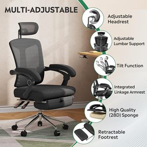 Chaise <span class=keywords><strong>de</strong></span> bureau <span class=keywords><strong>de</strong></span> <span class=keywords><strong>luxe</strong></span> en maille, directement <span class=keywords><strong>de</strong></span> l'usine chinoise, avec soutien lombaire ergonomique, hauteur réglable et repose-pieds, noire - Product Image 3