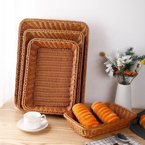 슈퍼마켓 과일 수제 짠 등나무 플라스틱 바구니 디스플레이 보관 바구니 베이커리 빵 - Product Image 3