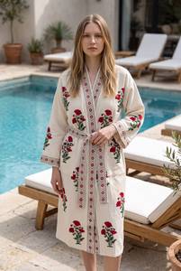 Wholesale Supply <b>Waffle</b> Bath Robe Lightweight Breathable Cotton Spa Gown with Belt for Hotel Resort Use Available For Sale - Product Image 4