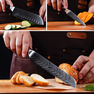 Juego de 10 Cuchillos de Cocina Japoneses con Patrón Damasco, Juego de Cuchillos Santoku de Acero Inoxidable para Restaurante - Product Image 3