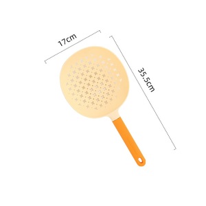 Kitchen <b>Silica</b> Gel Large Drain Spoon Kitchen Large Large Drain Spoon Household Long Handle Anti-skid Round Drain Spoon - Product Image 5