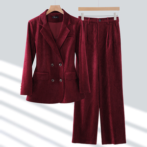 <span class=keywords><strong>Veste</strong></span> de costume en <span class=keywords><strong>velours</strong></span> pour femmes haut de gamme pour automne hiver conception épaisse vêtements de travail professionnels à manches longues - Product Image 1