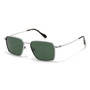 Unisex Rectangle <b>Sunglasses</b> Full Rim Metal Frame Light Weight Green Lens UV400 Protection for Adults - Product Image 1