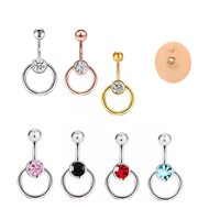 Acier inoxydable Forme Ronde Nombril Anneau Drop Dangle Nombril Piercing Mode Corps Bijoux En Gros