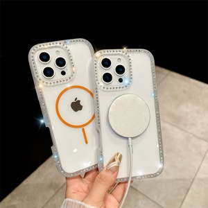Funda para Teléfono con Anillo Magnético, Marco Transparente con Brillantina de Diamantes, Estilo Simple, Sensación de Piel, para iPhone 17/17air/17pm - Product Image 1