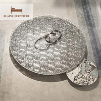 BLAINE Table basse moderne de luxe avec cadre en acier inoxydable Table centrale en verre cristal acrylique convertible pour salon