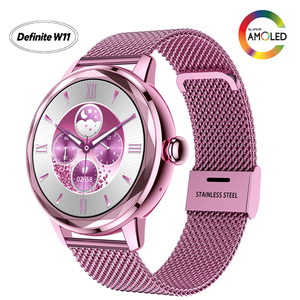 Montre connectée pour femme Definite 1.19'' TFT avec fonction d'appel Bluetooth W11-208 IP67 130mAh, détecteur de fréquence cardiaque et d'oxygène sanguin, texture métallique, couleur violette - Product Image 1