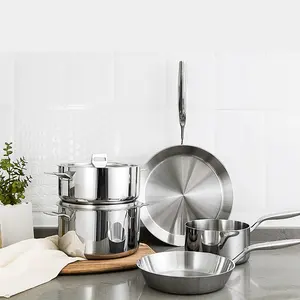 Juego de utensilios de cocina duraderos de <span class=keywords><strong>acero</strong></span> <span class=keywords><strong>inoxidable</strong></span>, 7 unidades, olla para sopa, cacerola, <span class=keywords><strong>sartenes</strong></span> baratas - Product Image 1