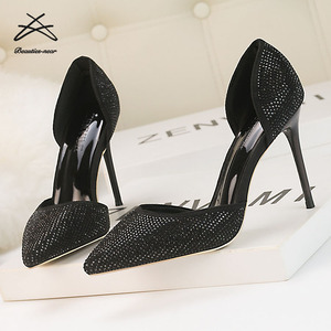 Ladies Fashion Night Club Black Crystal Rivet Studded <span class=keywords><strong>scarpe</strong></span> a punta da donna décolleté Sexy da donna <span class=keywords><strong>con</strong></span> <span class=keywords><strong>tacco</strong></span> sandalo - Product Image 2