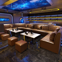 Barra de Bar LED Moderna Personalizada, Mesa de Bar Ecológica Impermeable en Forma de L, Asientos de Cuero para Bar en Exteriores o en Casa