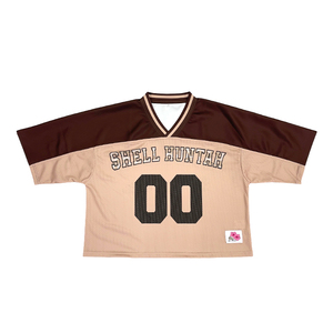 เสื้อครอปสตรีทแวร์สั่งทำพิเศษ คุณภาพสูง ระบายอากาศได้ดี ไซส์พลัส พิมพ์ลายดิจิทัล โพลีเอสเตอร์/คอตตอน ป้องกันรังสียูวี แห้งเร็ว สำหรับอเมริกันฟุตบอล - Product Image 2