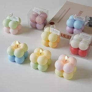 Bougie parfumée artisanale en forme de cube à bulles, décoration d'intérieur, cadeau pour les mariages, les anniversaires et les fêtes, vente chaude - Product Image 2