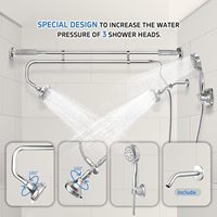 Ensemble de douche à main en acier inoxydable double pressurisé, avec barre coulissante et finition chromée, pour montage mural, pour une expérience de douche intense et transfrontalière