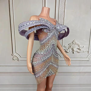 JX402 elegante vestido de noche dorado sin tirantes decoración de cristal de diamantes de imitación malla romántica hasta el suelo vestido de fiesta recto Natural - Product Image 6