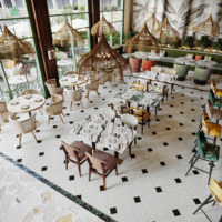 Ensembles de mobilier commercial de luxe pour restaurant, bar, bistro, style jardin, design d'intérieur, salle à manger et salon