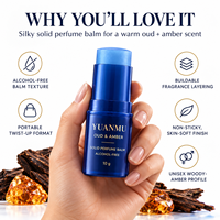 Baume de parfum solide Oud Ambre Marque Blanche Sans Alcool, Parfum de Poche avec Huile de Jojoba, Beurre de Karité et Vitamine E