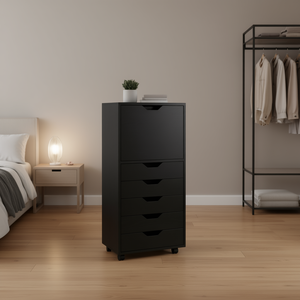 DB Halifax - Mueble de Almacenamiento Alto con 5 Cajones, Color Negro, Organizador Moderno para Dormitorio - Product Image 2