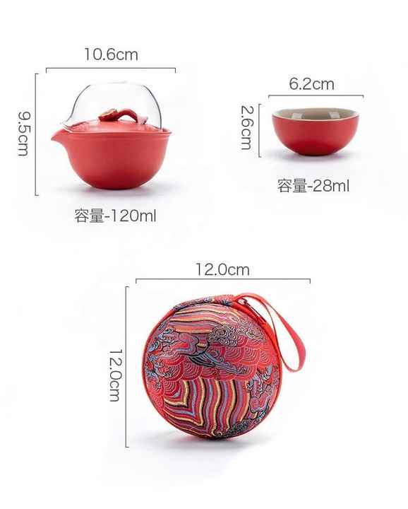 Portable All in One Gift Bag Outdoor Chinese Tea Pot Cup Set Travel Ceramic Tea Set Porcelain Teapot