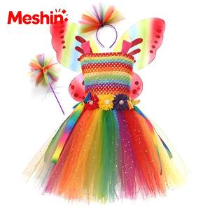 Children Dance Performance Stage Costume Christmas Girls Party Carnival Clothing With Wings <b>Rainbow</b> <b>Tutu</b> <b>Dress</b> for Kids - Product Image 6