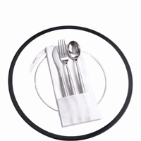 Assiettes de présentation en acrylique transparent de 13 pouces avec bord noir, multicolores, pour la décoration de tables de mariage et de fêtes (vente en gros)