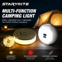 Lanterne de camping LED rechargeable 2-en-1 avec guirlande lumineuse rétractable de 10 m, lampe d'ambiance portable et étanche pour tente, idéale pour l'extérieur