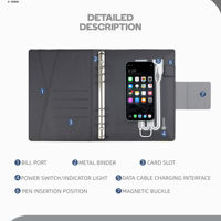 Ensemble cadeau d'entreprise personnalisé avec logo, batterie externe 8000 mAh avec câble intégré, carnet en cuir PU