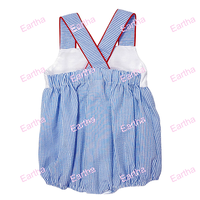 Ensembles de vêtements pour bébé, tenues d'été en seersucker pour le 4 juillet, combinaison pour bébé avec broderie drapeau, ensemble de barboteuses pour bébé