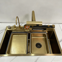Évier de cuisine moderne en acier inoxydable 304, fait main, design nano, grand bac unique avec robinet pour laver les légumes