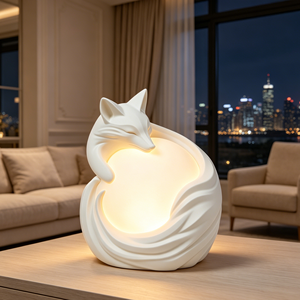 Lampada Notturna LED a Forma di Volpe Riccioluta Stampata in 3D, Luce Calda e Soffusa, Lampada da Tavolo per Camera da Letto, Illuminazione Ambientale Decorativa a Forma di Animale, Regalo - Product Image 1