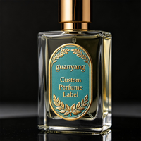 Autocollant adhésif de luxe en feuille d'or 3D gaufrée avec fond turquoise pour flacons de parfum de 5 ml/100 ml, bougies et usage artisanal