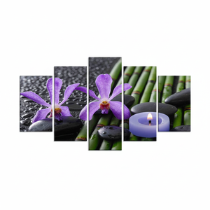 5P Mix-Gallery <b>Wrap</b> Printed Canvas: Elegant Zen Candle & Bamboo Grove - Product Image 2