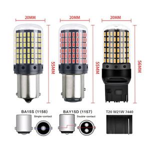 Logotipo personalizado Soporte de luz LED alta T20 7440 W21w 3014 4014 144 SMD 7443 1156 BA15S 1157 BAY15D para bombilla de luces de señal de giro Led - Product Image 3